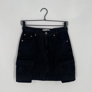 The Frankie Shop Washed Black High Waisted Cargo Pocket Mini Skirt